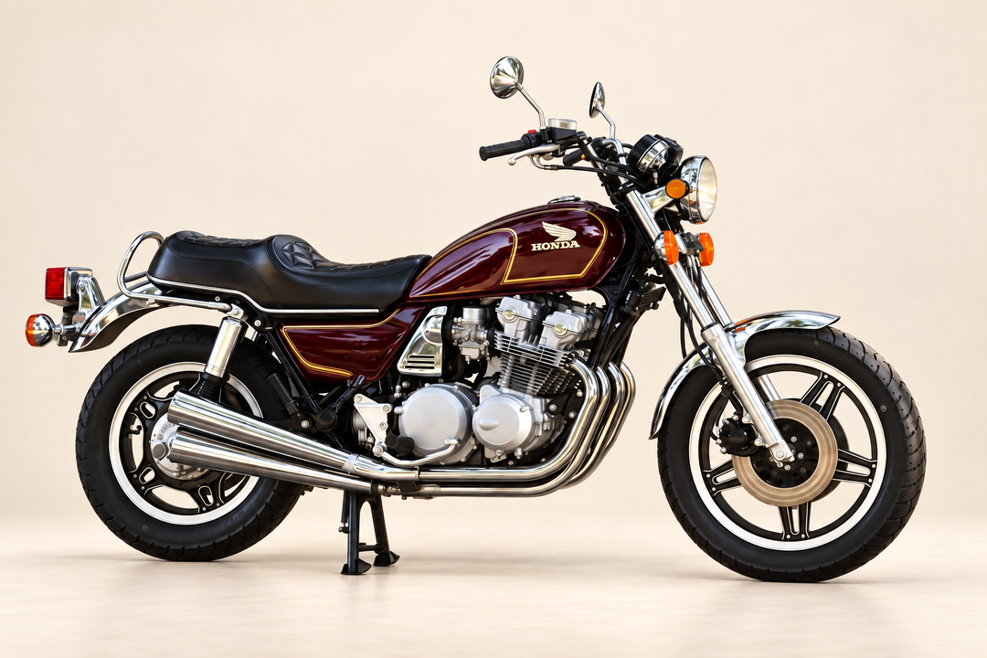 1980 Honda CB900C Custom motorcycle in studio view