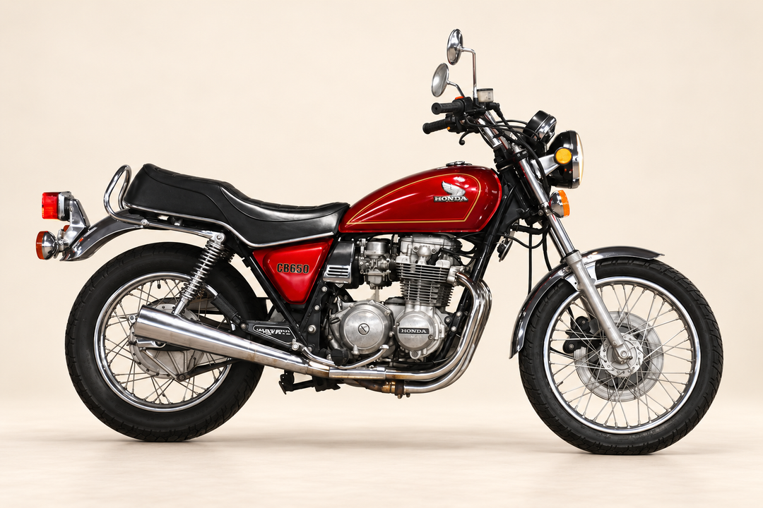 1981 Honda CB650 motorcycle in studio view