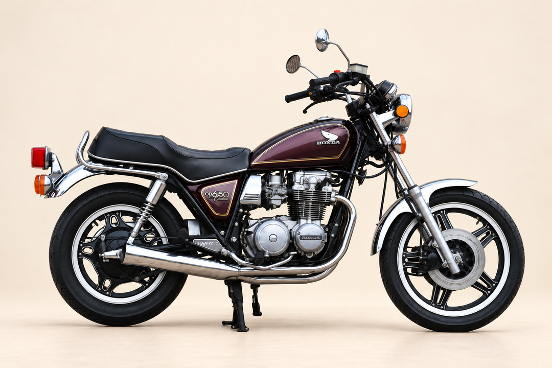 1981 Honda CB650C Custom motorcycle in studio view