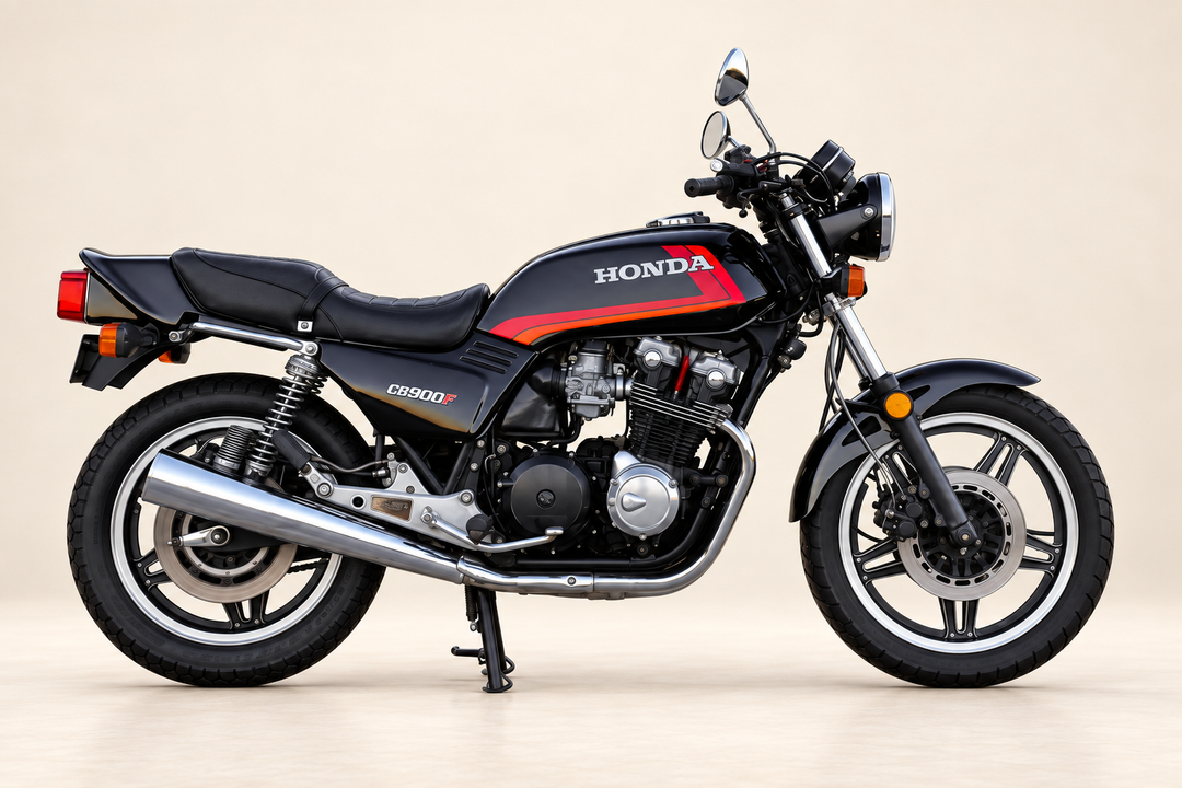 1981 Honda CB900F Supersport motorcycle in studio view
