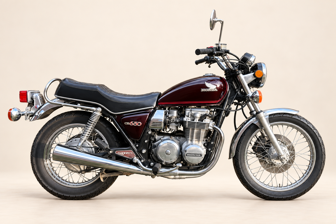 1982 Honda CB650 motorcycle in studio view