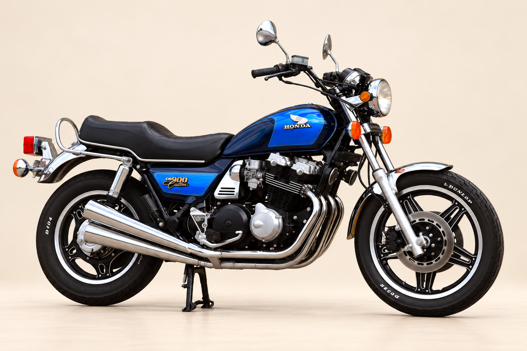 1982 Honda CB900C Custom motorcycle in studio view