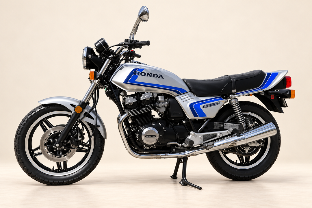 1982 Honda CB900F Supersport motorcycle in studio view