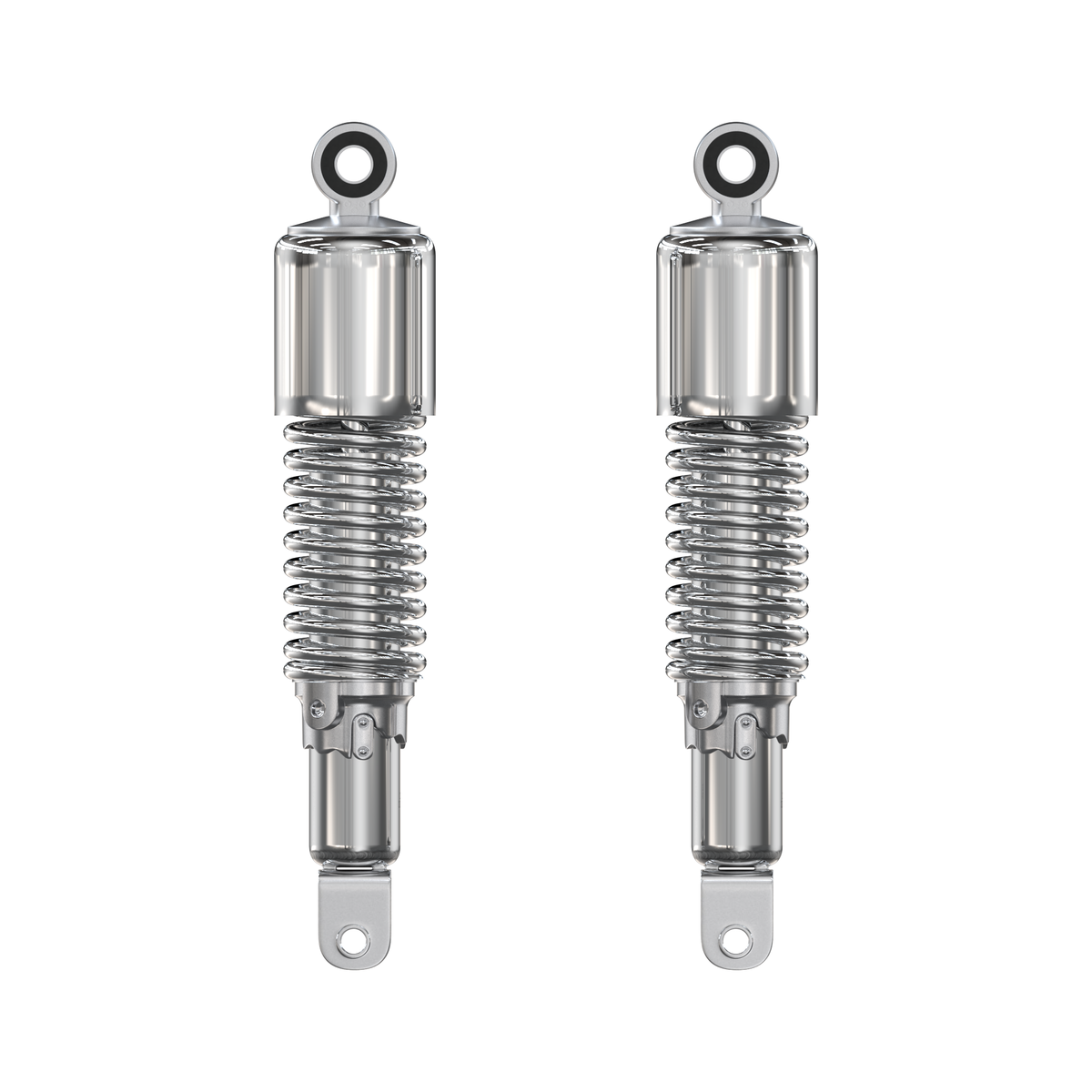 Universal chrome shrouded 290mm shock absorber set side detail
