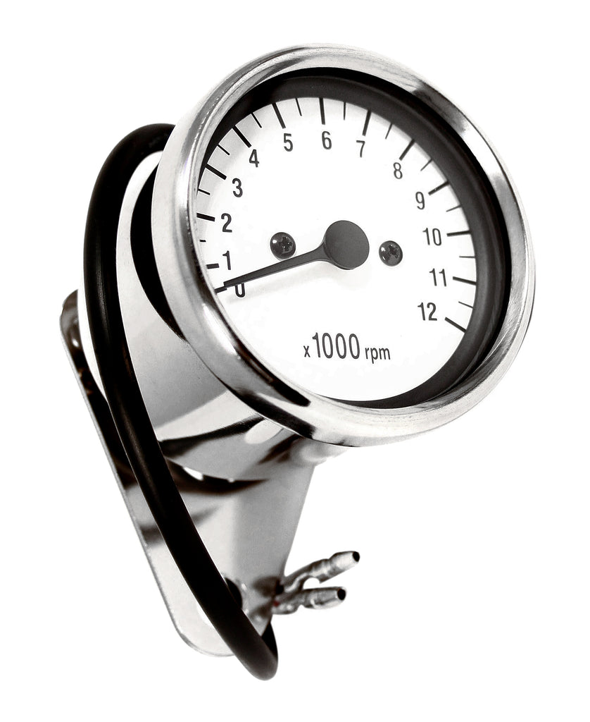 Deluxe Mini Custom Tachometer ~ White Face Plate