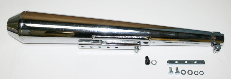 Chrome megaphone style universal muffler 26" long for Honda CB motorcycles