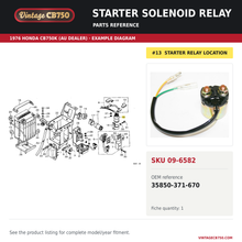 Charger l'image dans la galerie, VintageCB750 parts reference, SKU 09-6582. 1976 Honda CB750K (AU dealer; serial limits unverified) example. OEM 35850-371-670.