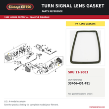 Load image into Gallery viewer, VintageCB750 parts reference, SKU 11-2083. 1982 Honda CB750F A example. OEM 33406-431-781.