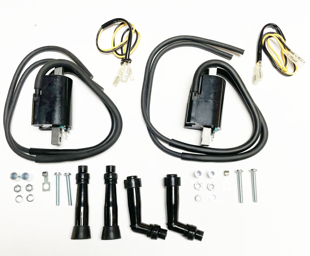 Honda CB550 CB500 CB400F CB350F ignition coil set with plug caps