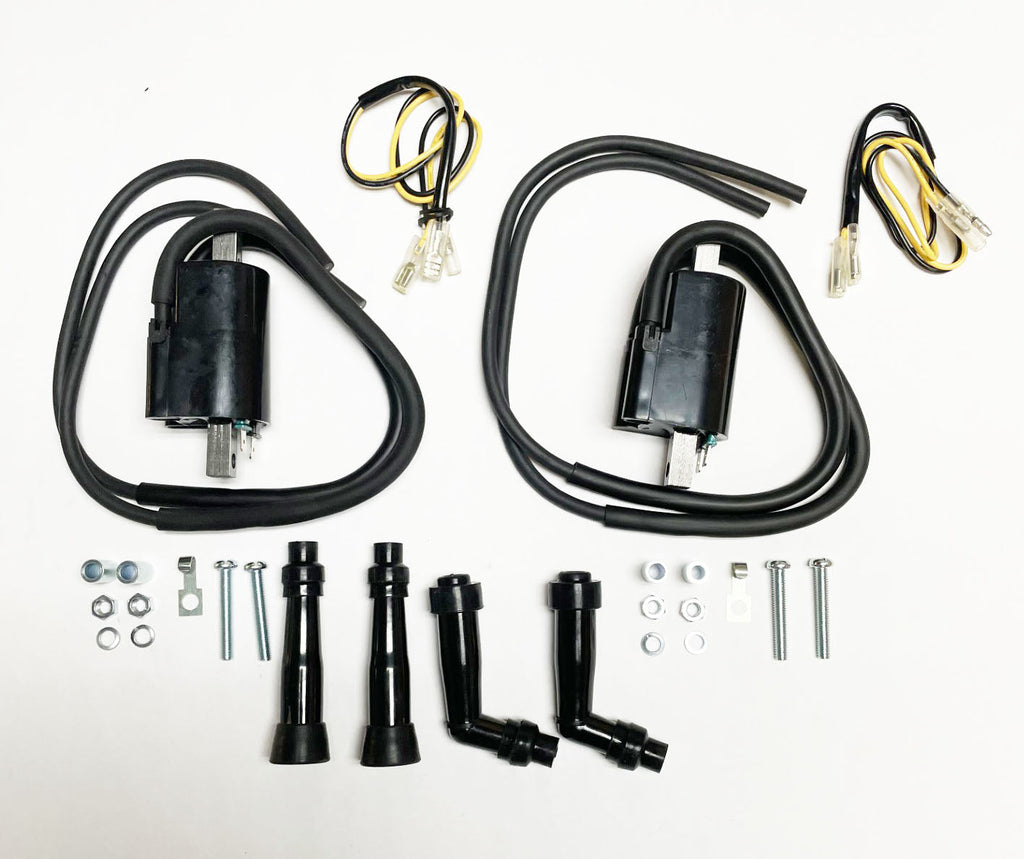 Honda CB550 CB500 CB400F CB350F ignition coil set with plug caps