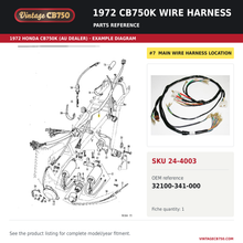 Load image into Gallery viewer, VintageCB750 parts reference, SKU 24-4003. 1972 Honda CB750K (AU dealer; serial limits unverified) example. OEM 32100-341-000.