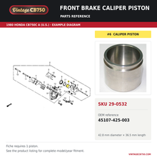 Charger l'image dans la galerie, VintageCB750 parts reference, SKU 29-0532. 1980 Honda CB750C A (U.S.; serial limits unverified) example. OEM 45107-425-003.