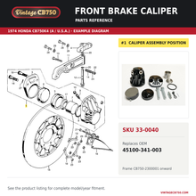 Load image into Gallery viewer, VintageCB750 parts reference, SKU 33-0040. 1974 Honda CB750K4 (A / U.S.A.) example. OEM 45100-341-003.