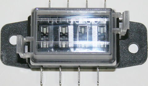 Universal motorcycle 4-way fuse block for mini plug in fuses