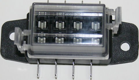 Universal motorcycle 4-way fuse block for standard plug in fuses