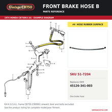 Load image into Gallery viewer, VintageCB750 parts reference, SKU 51-7204. 1974 Honda CB750K4 (A) example. OEM 45126-341-003.