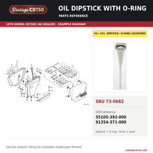 Load image into Gallery viewer, VintageCB750 parts reference, SKU 73-0082. 1978 Honda CB750K (AU dealer; serial limits unverified) example. OEM 55105-392-000, 91354-371-000.