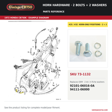 Charger l'image dans la galerie, VintageCB750 parts reference, SKU 73-1132. 1972 Honda CB750K example. OEM 92101-06016-0A, 94111-06000.