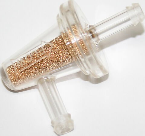 Universal motorcycle 90 degree bronze inline fuel filter