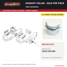 Load image into Gallery viewer, VintageCB750 parts reference, SKU 99-5173. 1978 Honda CB750K (AU dealer; serial limits unverified) example. OEM 18233-392-000.