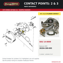 Load image into Gallery viewer, Contact points: 2 &amp; 3, SKU 14-0009: product photo and reviewed parts fiche. Example diagram; check listing for fitment.
