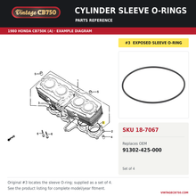 Load image into Gallery viewer, Cylinder sleeve O-rings, SKU 18-7067: product photo and reviewed parts fiche. Example diagram; check listing for fitment.