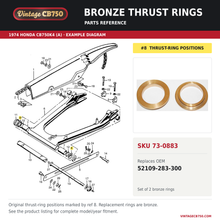 Load image into Gallery viewer, Bronze thrust rings, SKU 73-0883: product photo and reviewed parts fiche. Example diagram; check listing for fitment.