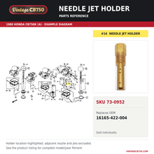 Load image into Gallery viewer, Needle jet holder, SKU 73-0952: product photo and reviewed parts fiche. Example diagram; check listing for fitment.