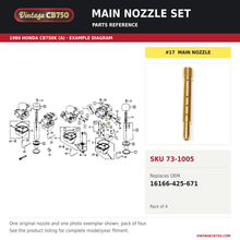 Charger l'image dans la galerie, Main nozzle set, SKU 73-1005: product photo and reviewed parts fiche. Example diagram; check listing for fitment.