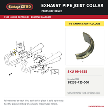 Load image into Gallery viewer, Honda CB1100 / CB1000 / CB900 / CB750 Genuine Honda Exhaust Pipe Joint Collar ~ OEM 18233-425-000, SKU 99-5455: product photo and reviewed parts fiche. Example diagram; check listing for fitment.