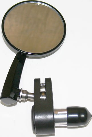 Universal motorcycle bar end 3 in. mirror black left side