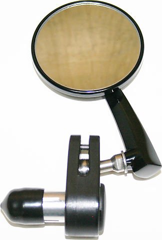Universal motorcycle bar end 3 in. mirror black right side