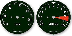 CB350F 1973 Speedo & Tach Face Decal Set ~ MPH - VintageCB750