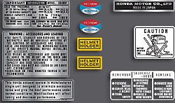 Honda CB400F light ruby red model warning and service label set