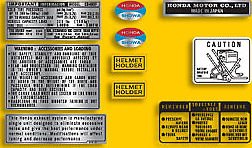 Honda CB400F parakeet yellow model warning and service label set