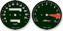 CB400F 1976 Speedo & Tach Face Decal Set ~ MPH - VintageCB750