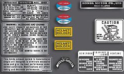 Honda CB400F candy antares red model warning and service label set