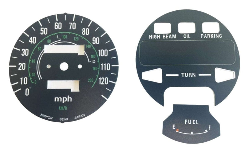 Honda CB750A speedo face plate and gear turn signal decal set mph