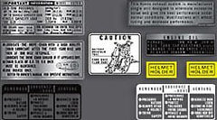 1975-76 Honda CB750F Supersport ~ Warning and Service Label Set