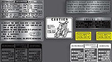 Charger l&#39;image dans la galerie, CB750F 1975 - 76 Supersport ~ Warning and Service Label Set - VintageCB750