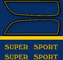 CB750F 1975 Gas Tank Decal Set ~ Candy Sapphire Blue Model - VintageCB750