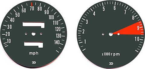 Honda CB750F speedo and tachometer face plate set mph