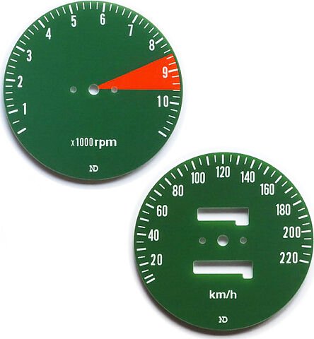 CB750F 1976 Speedo & Tachometer Face Plate Set ~ KM/H - VintageCB750