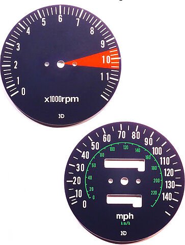 CB750F 1977 Speedo & Tachometer Face Plate Set ~ MPH - VintageCB750