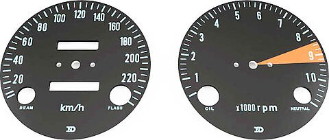 Honda CB750K speedo and tachometer face plate set km h