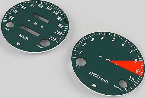 Honda CB750K speedo and tachometer face plate set km h