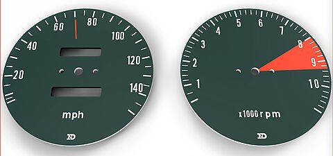 Honda CB750K speedo and tachometer face plate set mph