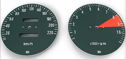 Honda CB750K speedo and tachometer face plate set km h