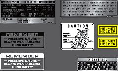 Honda CB750K warning and service label set