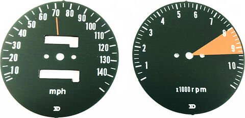 Honda CB750K speedo and tachometer face plate set mph